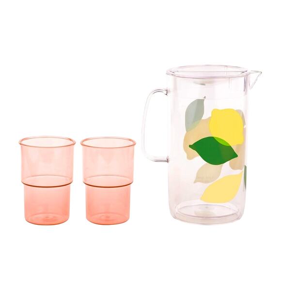 Kate Spade New York Nesting Pitcher Set with Water Pitcher & 2 Reusable Cups NEW - Picture 1 of 16